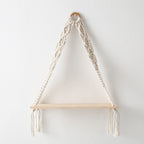 Macrame Hanging Shelf with Natural Wooden Plank | Kelmera