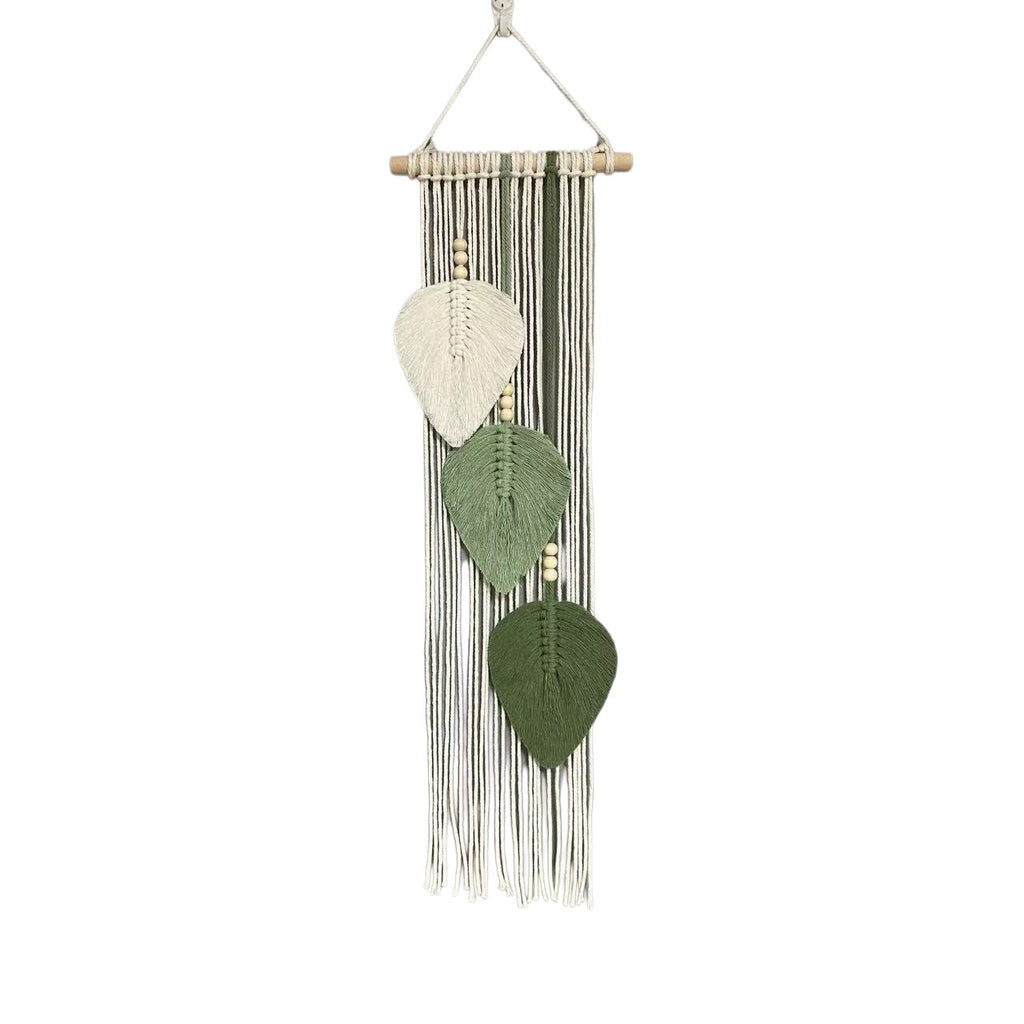 Macrame Leaf Wall Hanging Green Off White | Kelmera