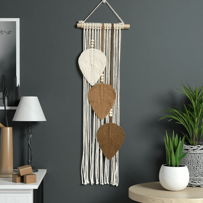 Macrame Leaf Wall Hanging Green Off White | Kelmera