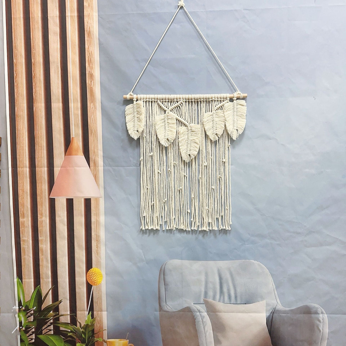 Macrame Leaf Wall Hanging Off White Multicolor | Kelmera