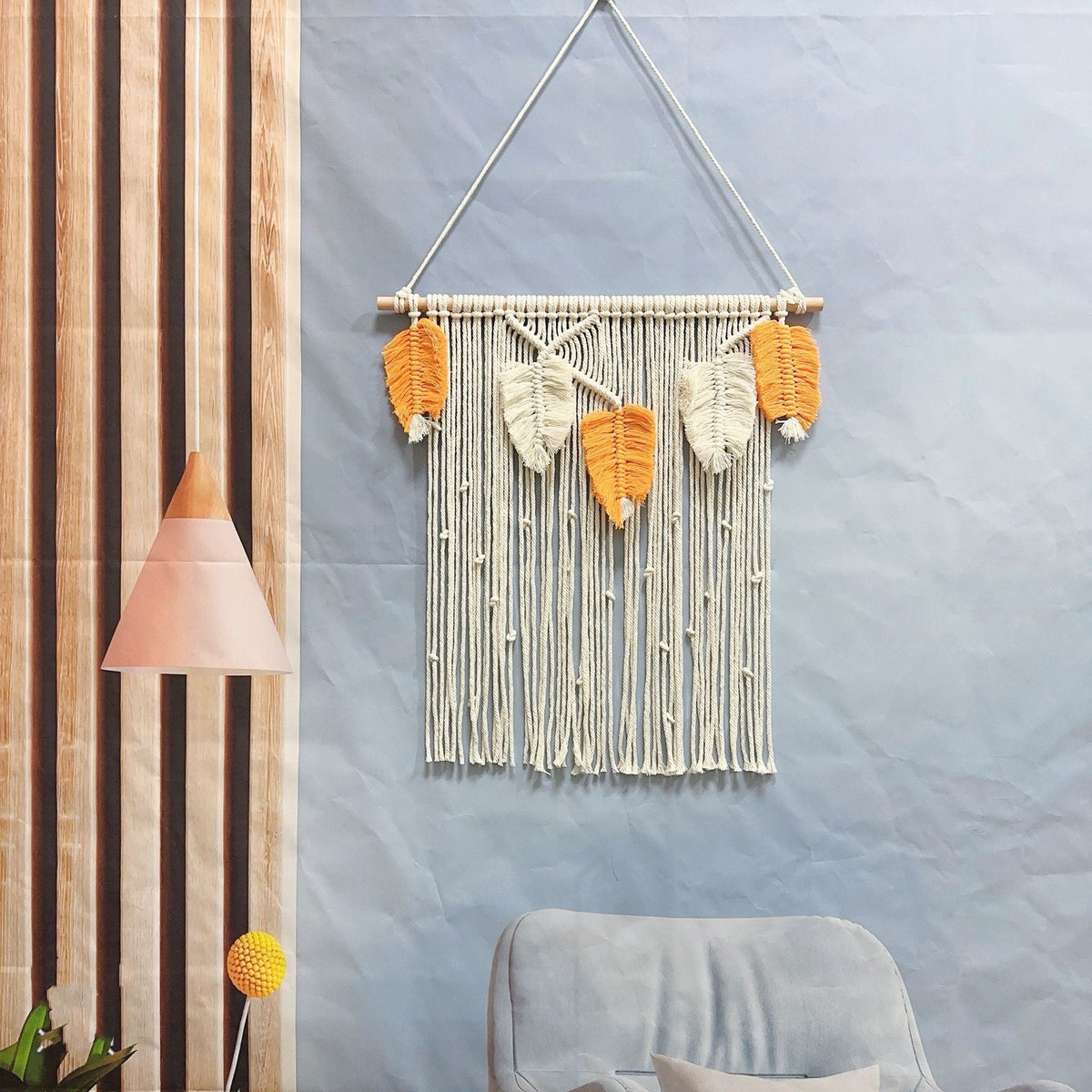 Macrame Leaf Wall Hanging Off White Multicolor | Kelmera