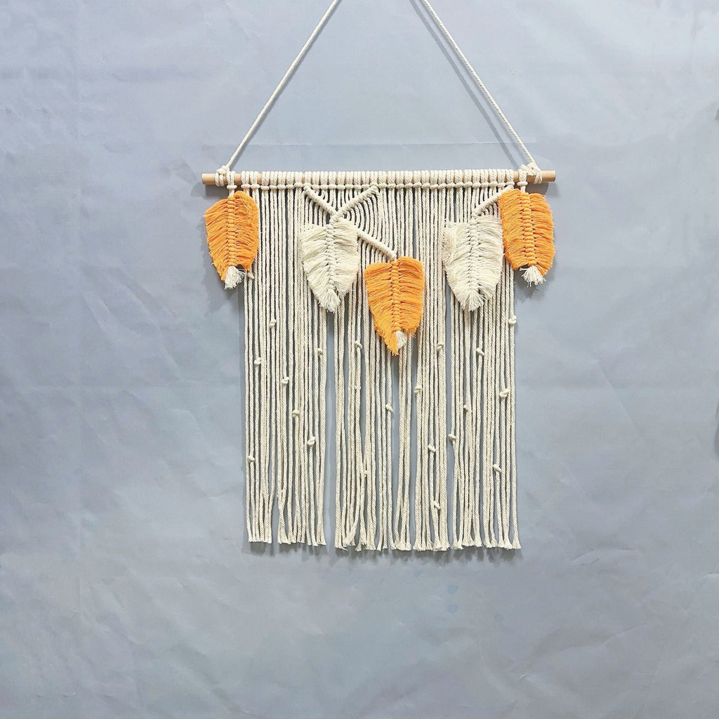 Macrame Leaf Wall Hanging Off White Multicolor | Kelmera