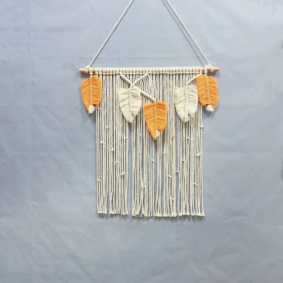 Macrame Leaf Wall Hanging Off White Multicolor | Kelmera