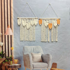 Macrame Leaf Wall Hanging Off White Multicolor | Kelmera