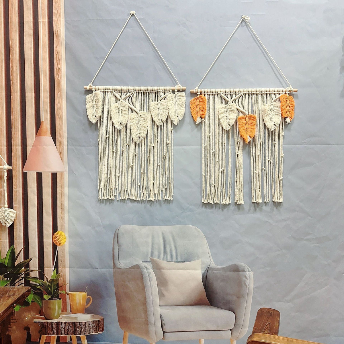 Macrame Leaf Wall Hanging Off White Multicolor | Kelmera