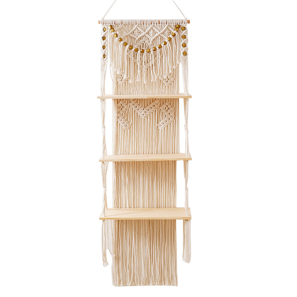 Macrame Multi-Tiered Wall Shelf Organizer | Kelmera