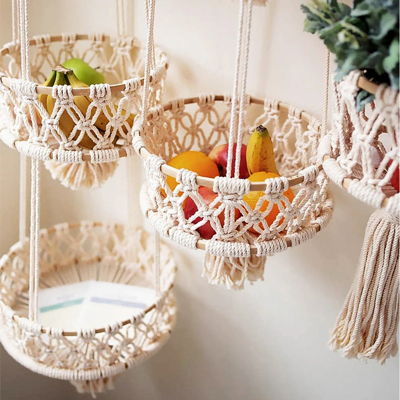 Macrame Plant Hanger Double-Layered Size Beige No Text Provided for Translation | Kelmera