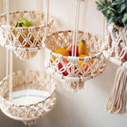 Macrame Plant Hanger Double-Layered Size Beige No Text Provided for Translation | Kelmera