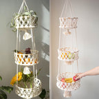 Macrame Plant Hanger Double-Layered Size Beige No Text Provided for Translation | Kelmera