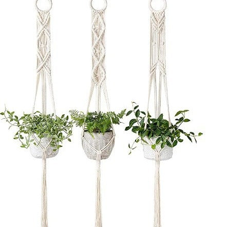 Macrame Plant Hanger Gray Iron Basket Red | Kelmera