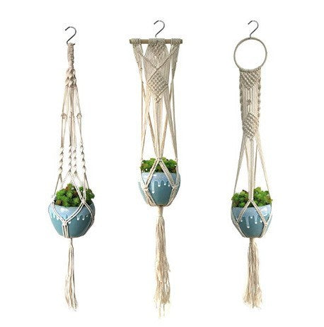 Macrame Plant Hanger Gray Iron Basket Red | Kelmera