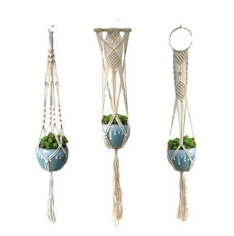 Macrame Plant Hanger Gray Iron Basket Red | Kelmera
