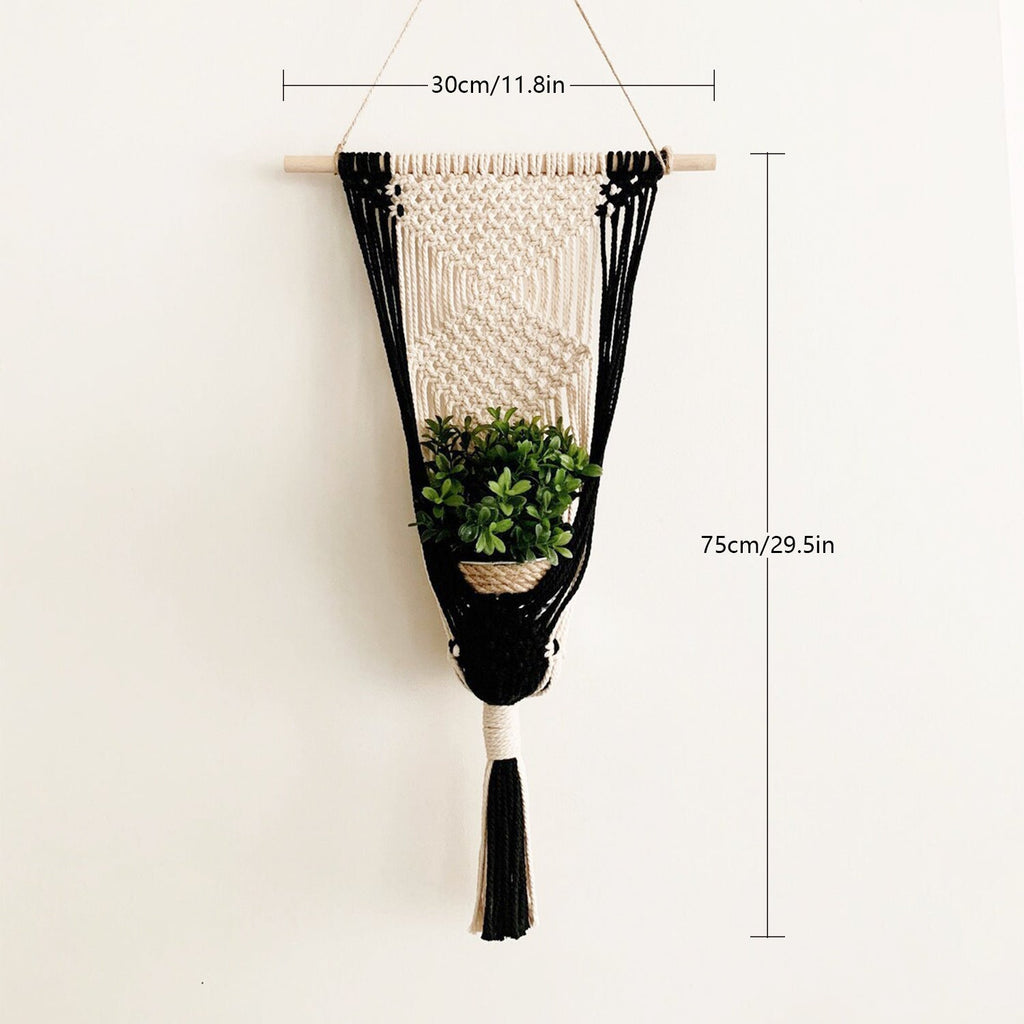 Macrame Plant Hanger Khaki Black | Kelmera