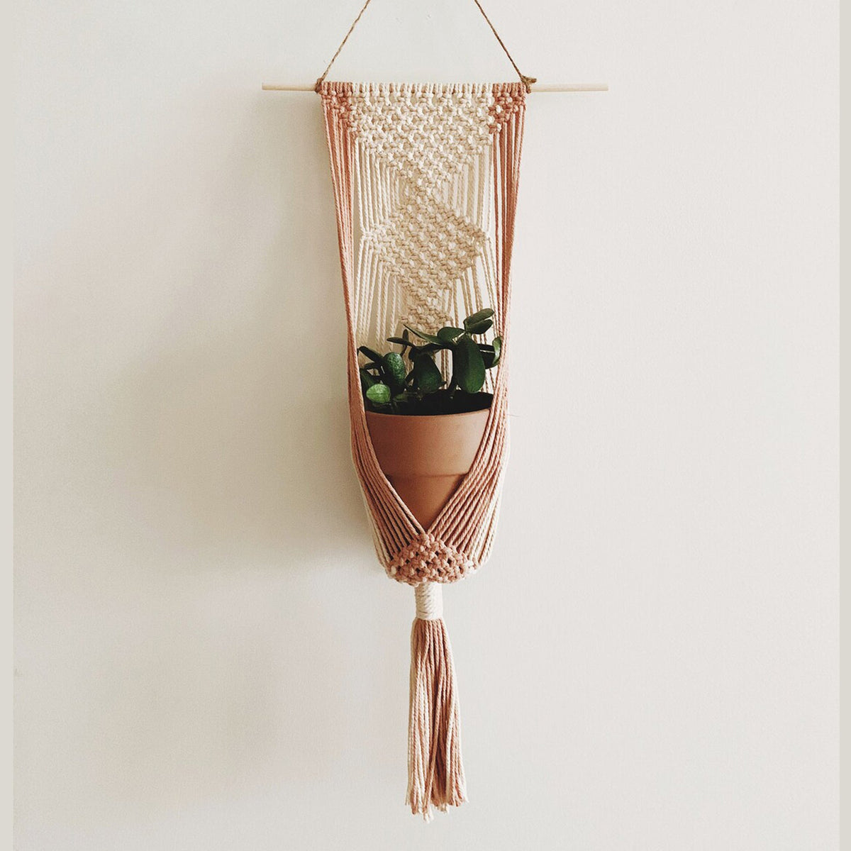 Macrame Plant Hanger Khaki Black | Kelmera