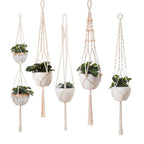 Macrame Plant Hanger Natural Wood Brick Red | Kelmera
