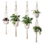 Macrame Plant Hanger Natural Wood Brick Red | Kelmera