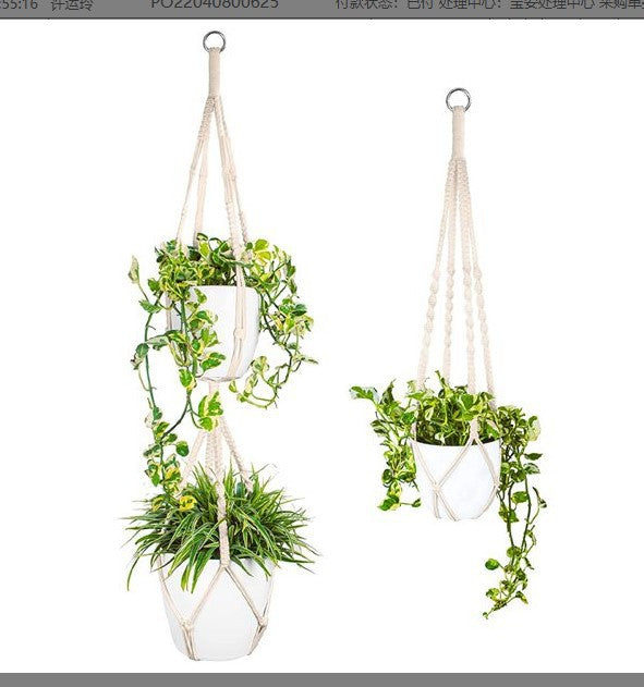 Macrame Plant Hanger Natural Wood Brick Red | Kelmera