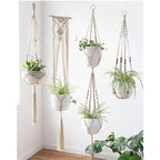 Macrame Plant Hanger Natural Wood Brick Red | Kelmera