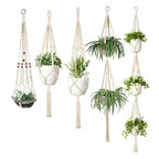 Macrame Plant Hanger Natural Wood Brick Red | Kelmera