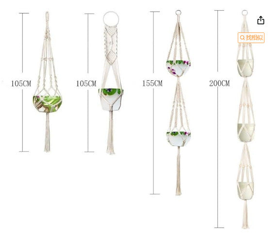 Macrame Plant Hanger Natural Wood Brick Red | Kelmera