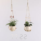 Macrame Plant Hanger Natural Wood Brick Red | Kelmera