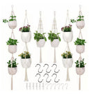 Macrame Plant Hanger Natural Wood Brick Red | Kelmera