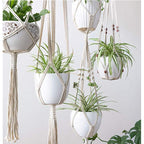 Macrame Plant Hanger Natural Wood Brick Red | Kelmera