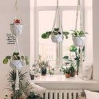 Macrame Plant Hanger Natural Wood Brick Red | Kelmera