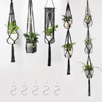 Macrame Plant Hanger Natural Wood Brick Red | Kelmera
