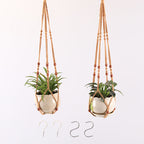 Macrame Plant Hanger Natural Wood Brick Red | Kelmera
