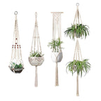 Macrame Plant Hanger Natural Wood Brick Red | Kelmera
