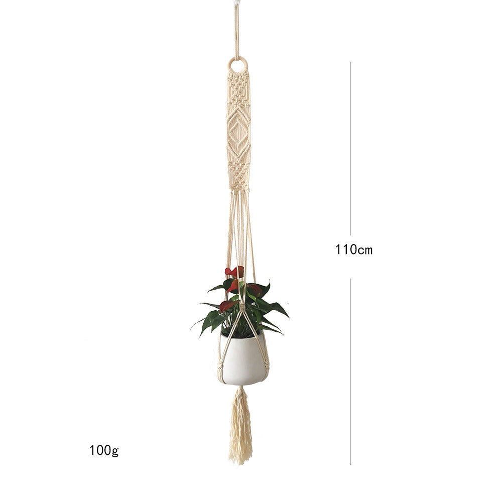 Macrame Plant Hanger with Decorative Tassels Blue | Kelmera