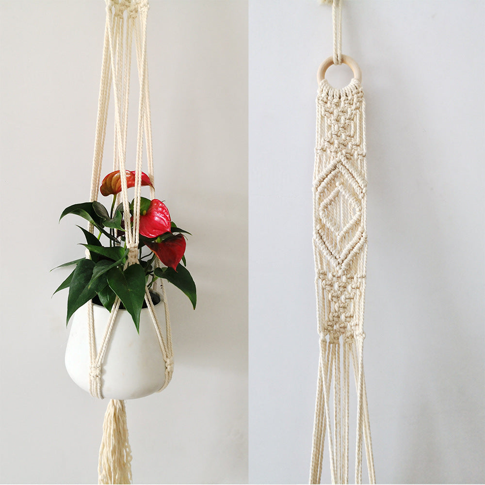 Macrame Plant Hanger with Decorative Tassels Blue | Kelmera