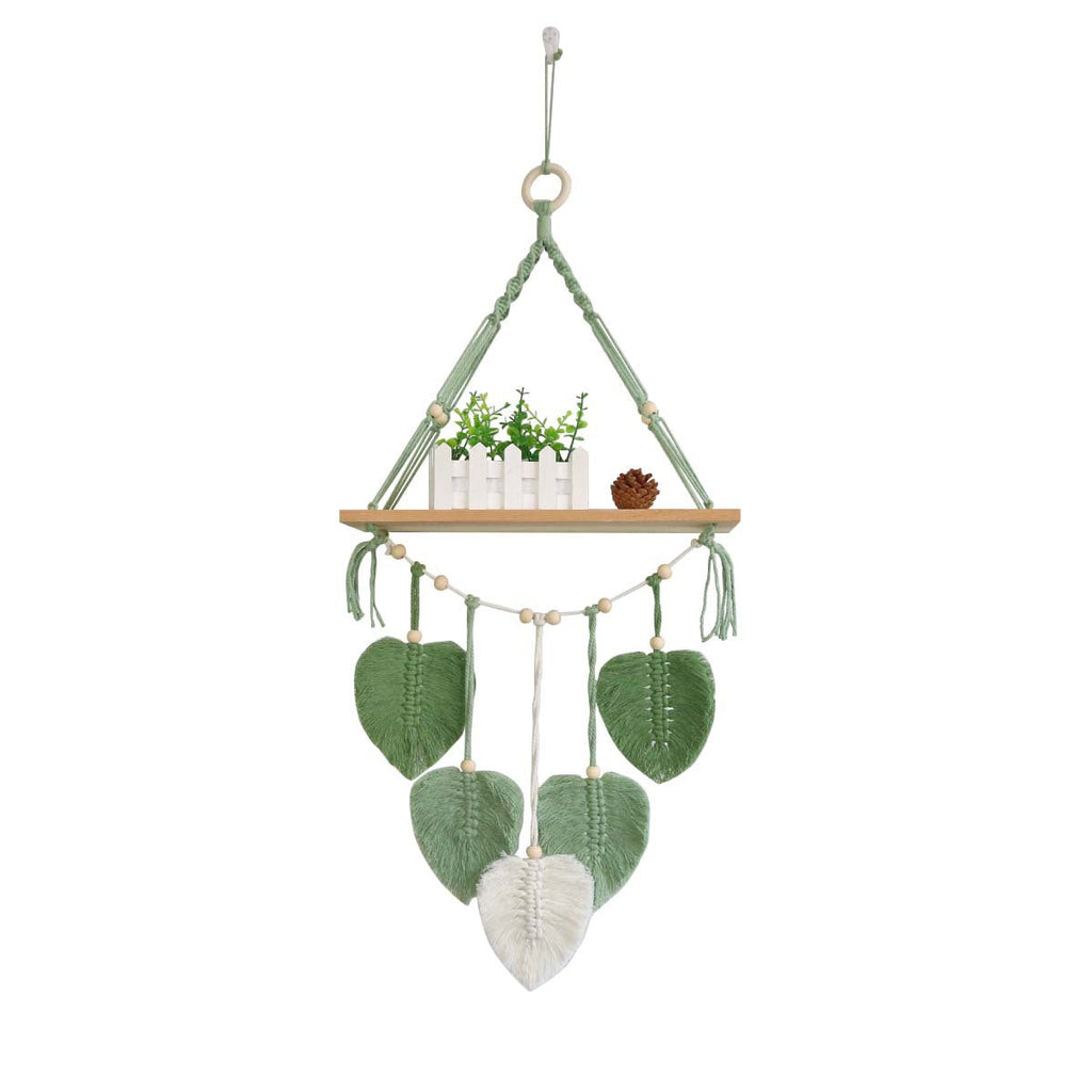 Macrame Plant Shelf with Artistic Leaf Design | Kelmera