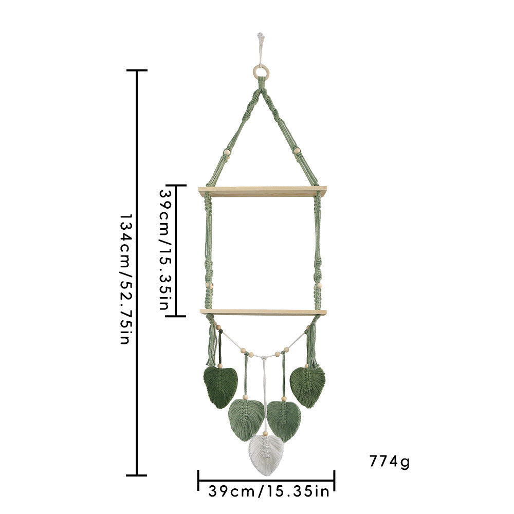Macrame Plant Shelf with Artistic Leaf Design | Kelmera