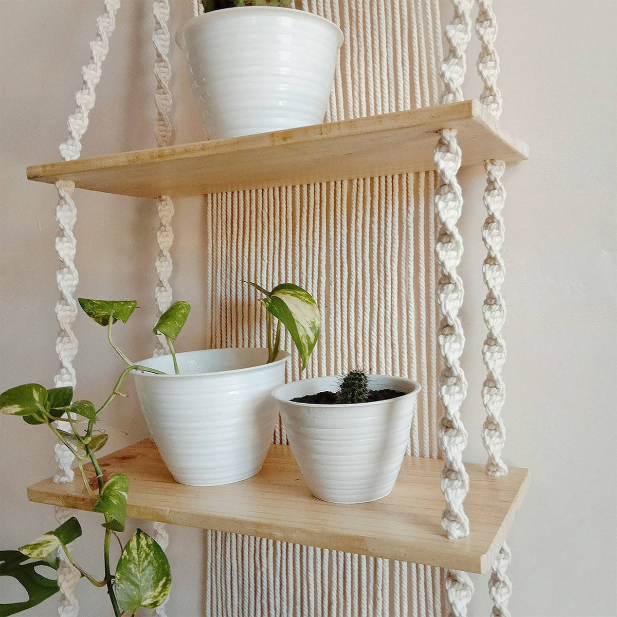 Macrame Plant Shelf with Decorative Hanging Design | Kelmera