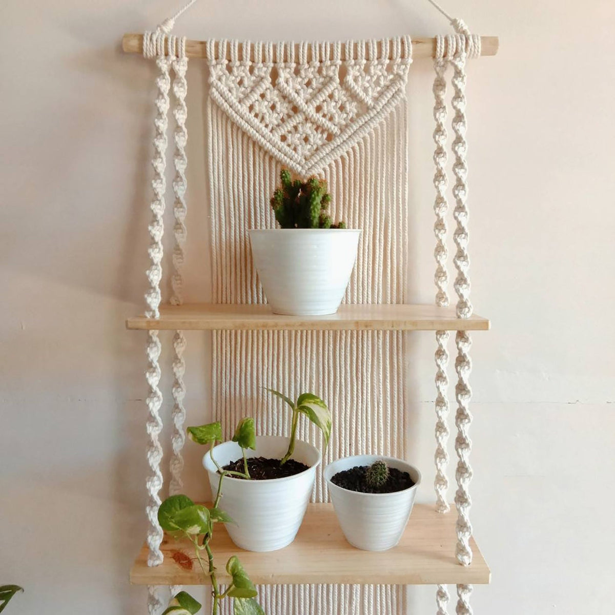 Macrame Plant Shelf with Decorative Hanging Design | Kelmera