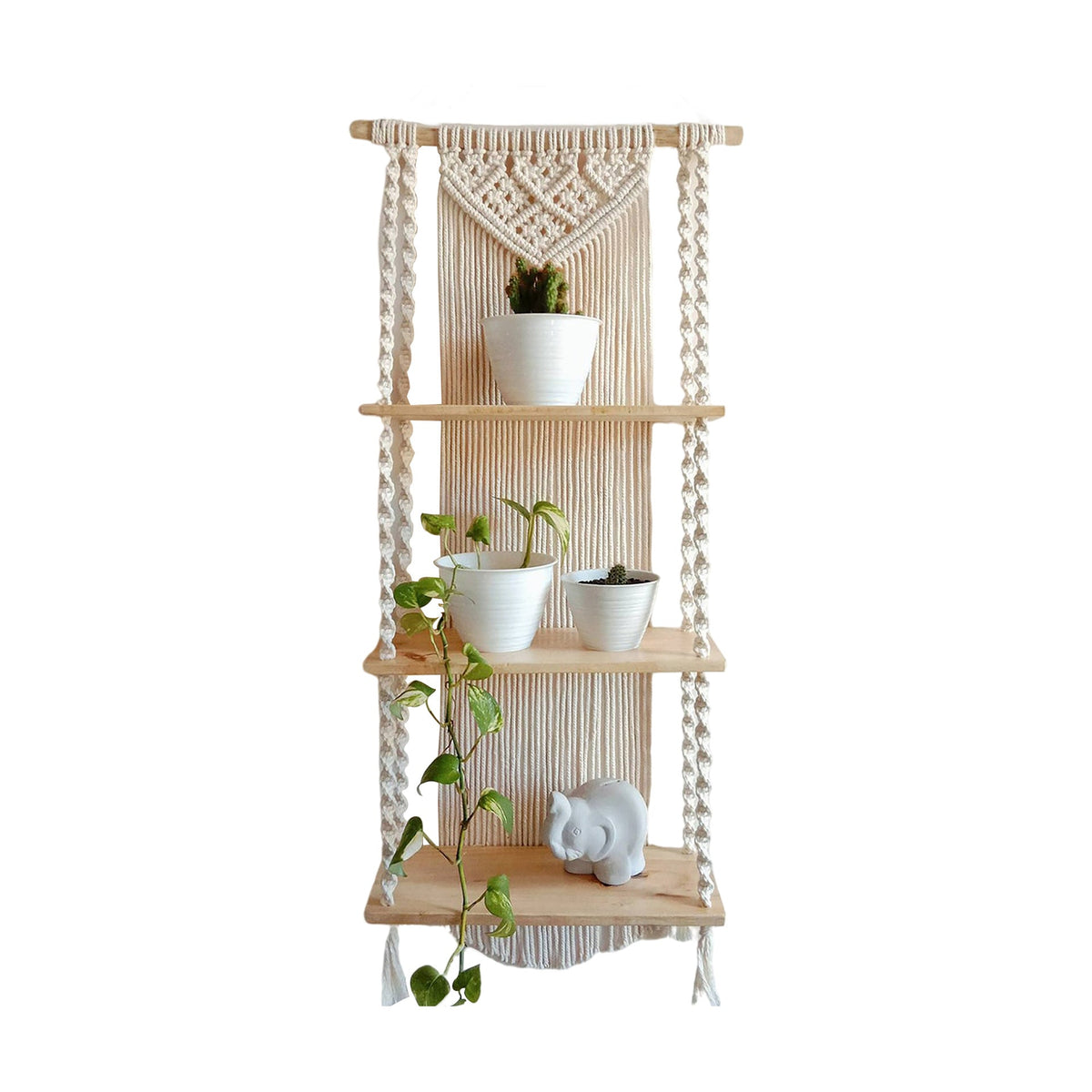 Macrame Plant Shelf with Decorative Hanging Design | Kelmera