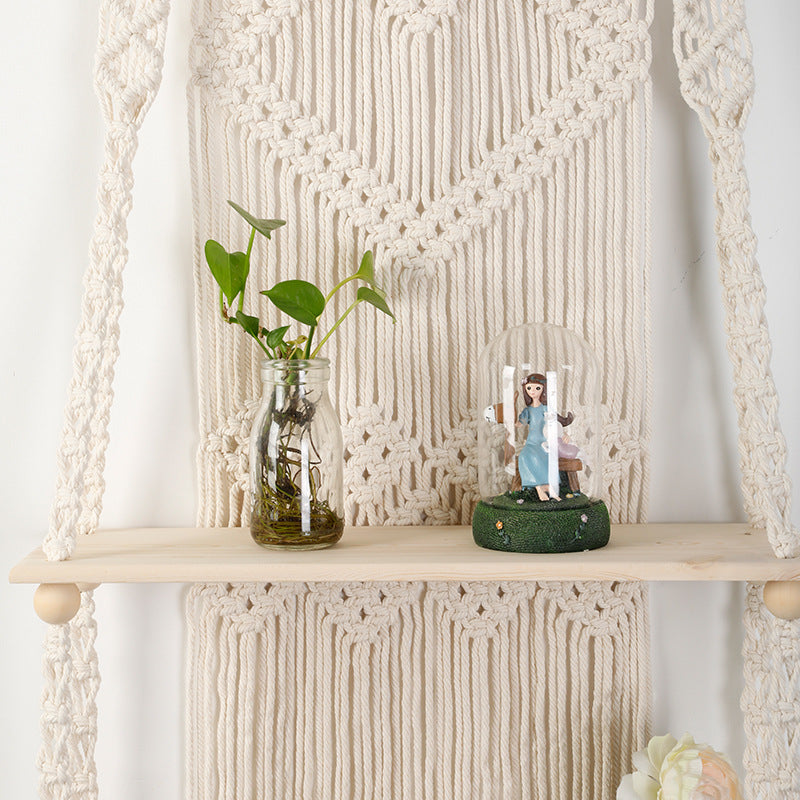 Macrame Shelf Board with Heart Design | Kelmera