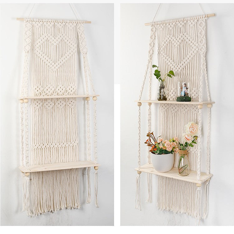 Macrame Shelf Board with Heart Design | Kelmera