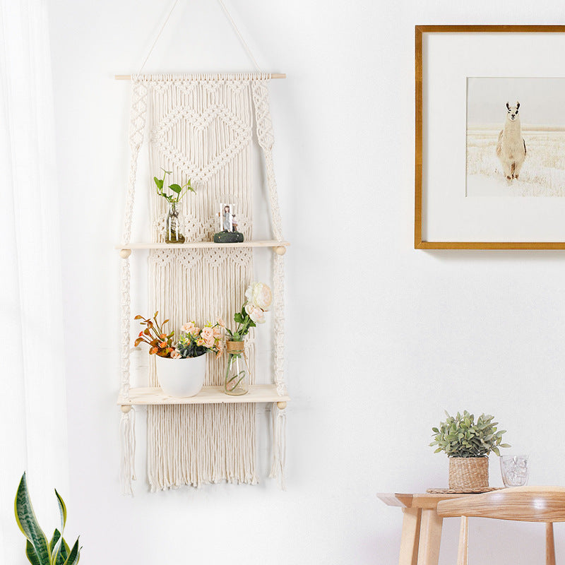 Macrame Shelf Board with Heart Design | Kelmera