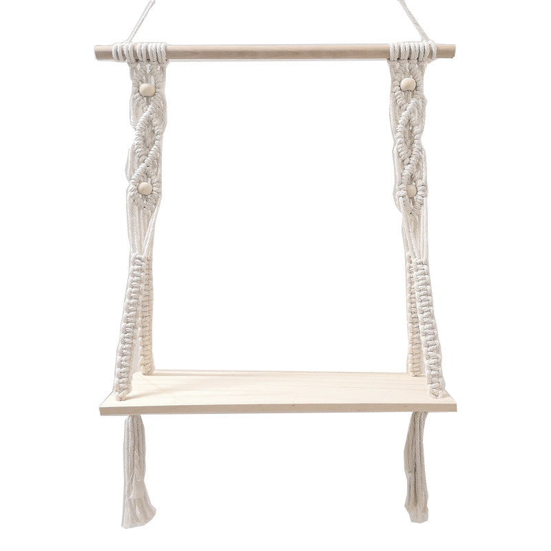 Macrame Swing Shelf with Wooden Accents | Kelmera