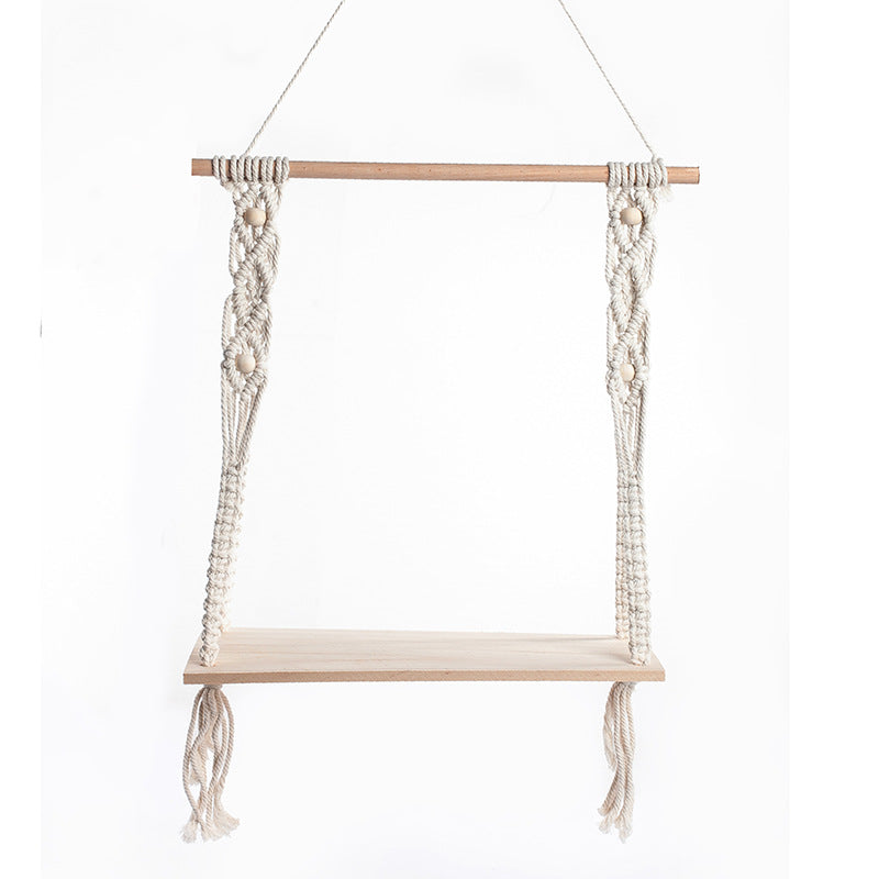 Macrame Swing Shelf with Wooden Accents | Kelmera