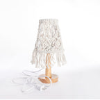 Macrame Table Lamp with Natural Wooden Base | Kelmera