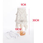 Macrame Table Lamp with Natural Wooden Base | Kelmera