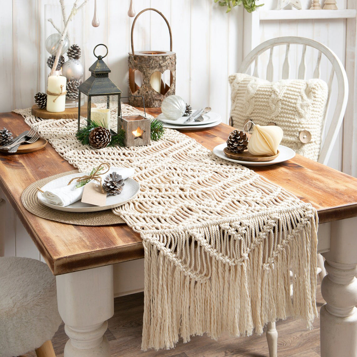 Macrame Table Runner Ivory | Kelmera