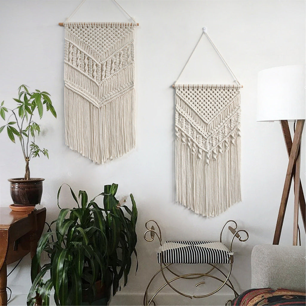 Macrame Wall Art Z040 Size Beige Cinnabar Red | Kelmera