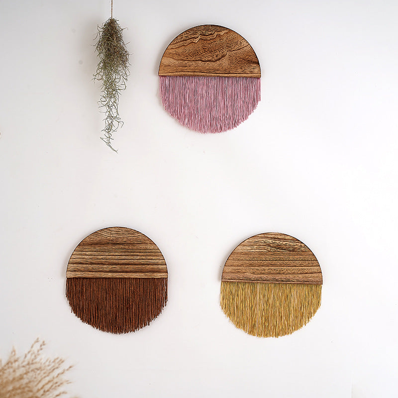 Macrame Wall Decor with Wooden Base | Kelmera
