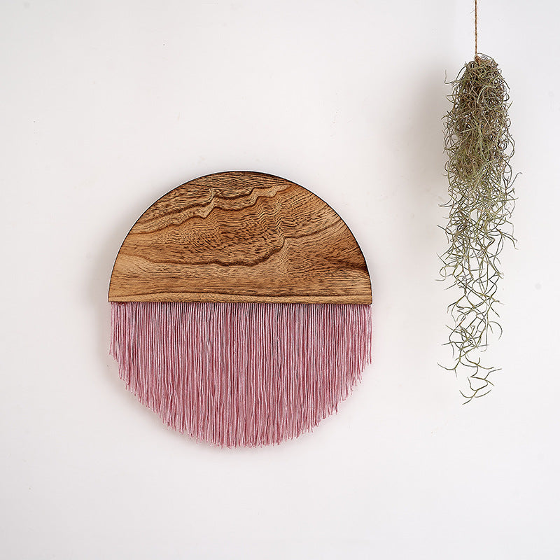 Macrame Wall Decor with Wooden Base | Kelmera