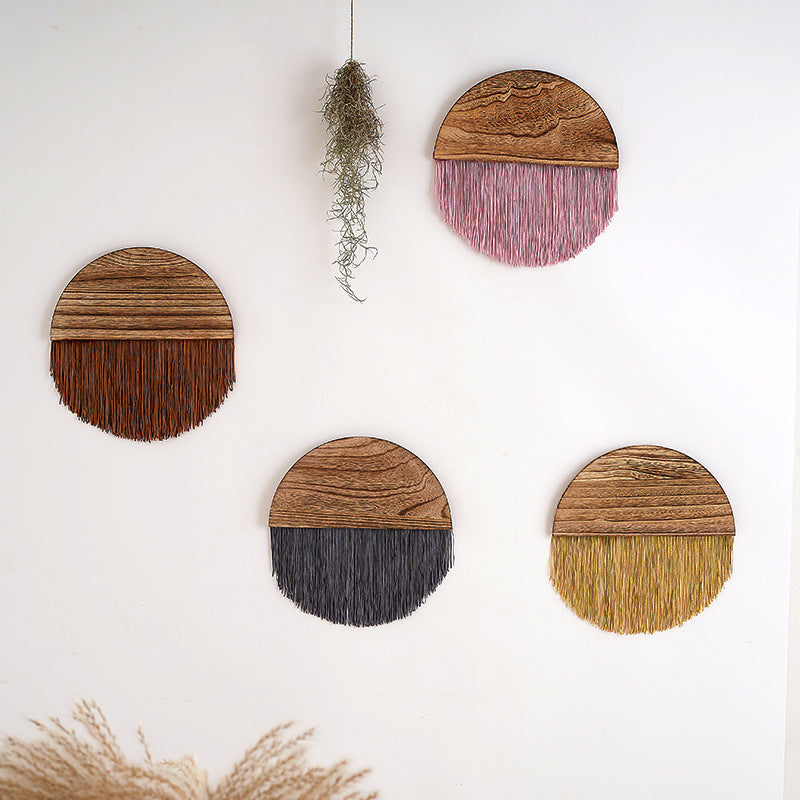 Macrame Wall Decor with Wooden Base | Kelmera